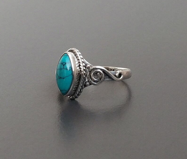 Türkis Stein Ring/Sterling Silber 925 Stein Ring/Silber Etsy