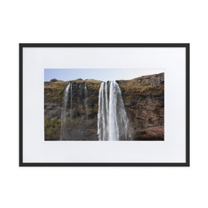 Southern Iceland&#39;s Autumn Cascade Photograph: Cliffside Waterfall&#39;s Delicate Wisps | Fine Art Print, Matte Finish, Framing Options