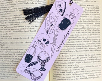 Bookmark magical elements - ouija, skull, potion, spell book - handmade