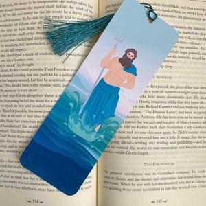 Bookmark Poseidon, Greek god of the sea - handmade - for books and mythology lovers
