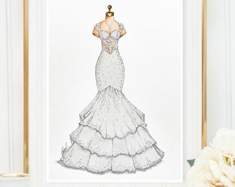 Wedding Dress Sketch Etsy