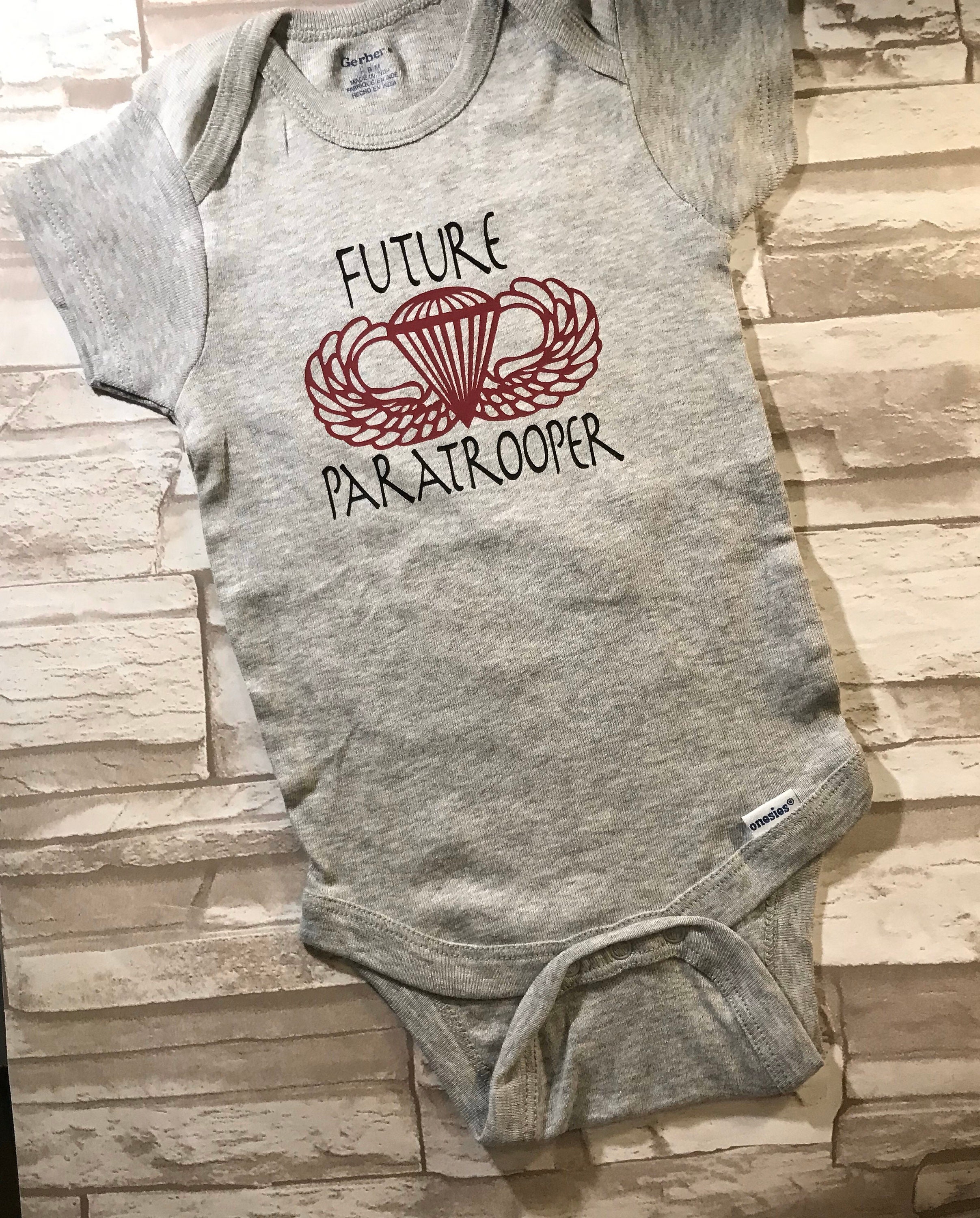 Future Paratrooper military Army inspired baby bodysuit- funny baby shower gift- coming home outfit-