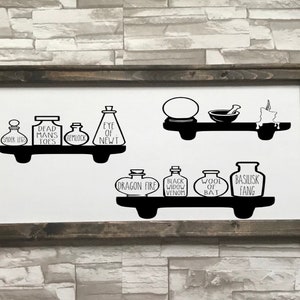 Potion ingredients- witchy vibes- Witches council- Framed Canvas- Halloween home decor