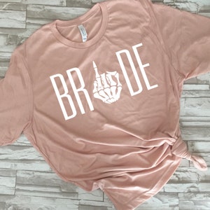 Bride skeleton hand ring finger shirt