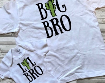 Cactus Big Brother Lil Brother matching set of sibling coming home hospital shirts- bodysuits or shirts combo- Cactus theme