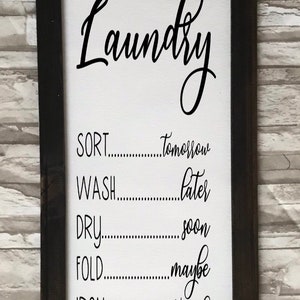 Laundry sort wash dry fold funny farmhouse inspired frame canvas