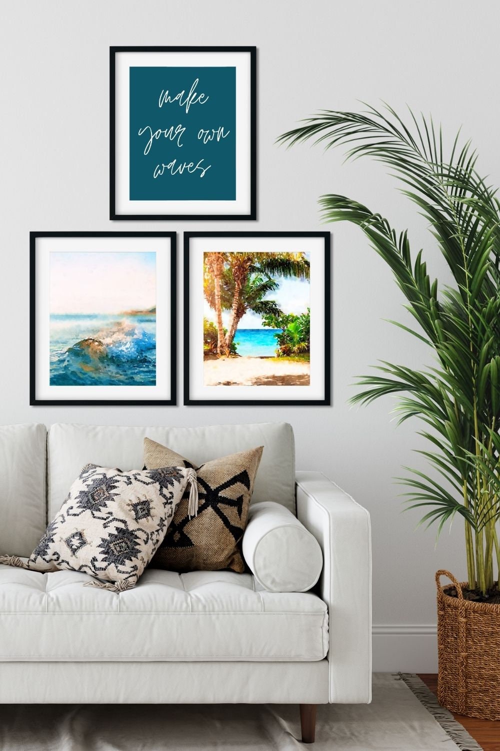 Beach Gallery Wall Set of 3 Prints Wave Painting Make Waves Etsy