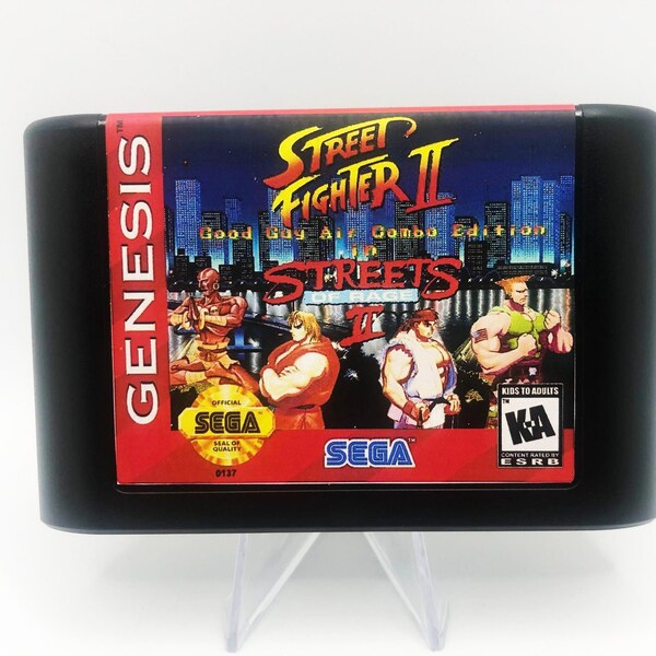 Street Fighter 2 in Streets of Rage 2 Air Combo Edition Sega Genesis Game Cart