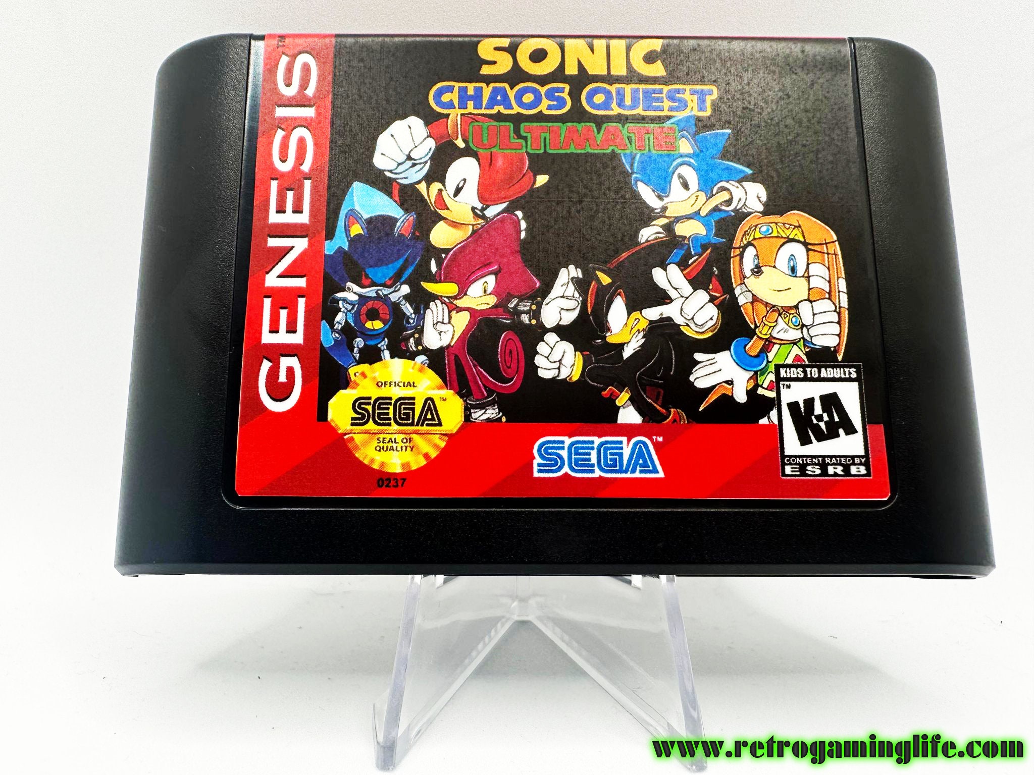 Sonic Chaos Quest Ultimate Repro Sega Genesis Game Cart 