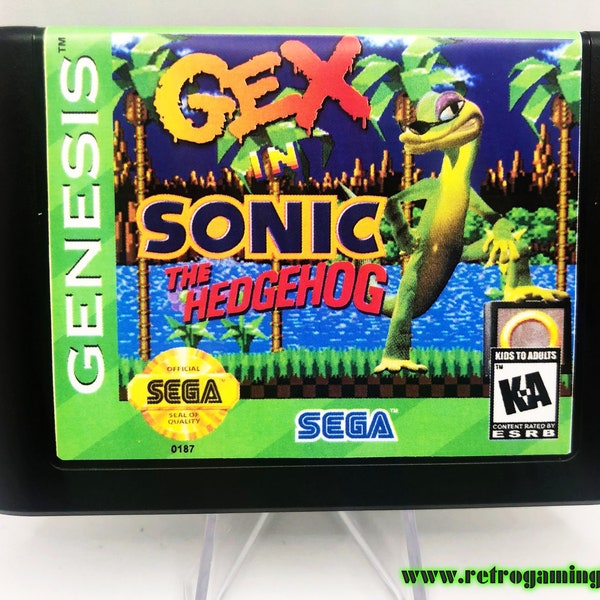 Gex the Gecko in Sonic the Hedgehog Sega Genesis Game Cart Repro