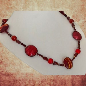 Pulsera de granate, collar de granate, conjunto de joyería rojo, cristal de Murano con pan de oro, pepitas de granate, rondelle de granate, conjunto de pulsera y collar imagen 6