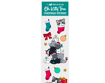 Sticker Sheet - Christmas, Snow Kitties (2" x 7")