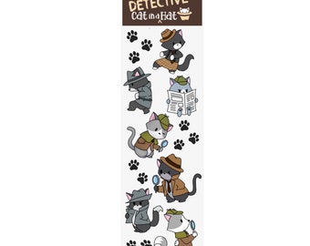 Sticker Sheet - Cat in a Detective Hat (2" x 7")