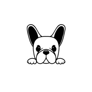 Französische Bulldogge Peekaboo Vinyl Aufkleber, Frenchie Kopf späht über, niedlicher Hundeaufkleber