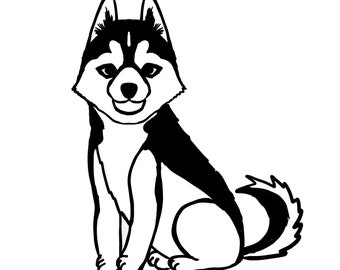 Husky Dog Sitting Decal