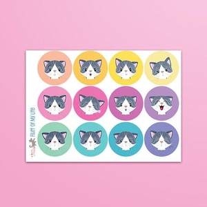 Cat Moods - Feuille d'autocollants en vinyle imperméable