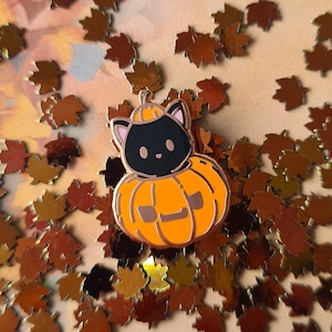 Pumpkin Kitty Tiny Enamel Pin (Halloween, Kawaii Cat, Hard Enamel Pin)