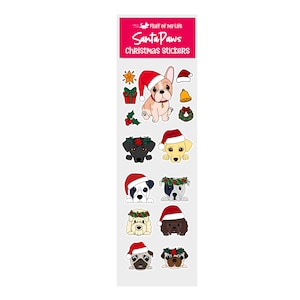 Sticker Bogen - Weihnachten und Pfoten (2"x7")