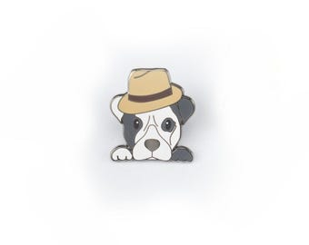 Pittie with Hat - Small Enamel Pin