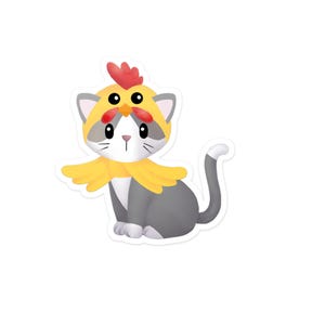 Gatito con traje de gallina - Adhesivo de vinilo