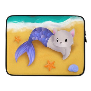 Purrmaid IV Laptop Sleeve (via Printful), Office Stationery, Computer Covers & Skins