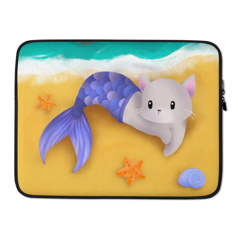 Purrmaid IV Laptop Sleeve (via Printful), Office Stationery, Computer Covers & Skins