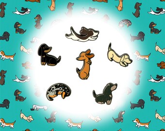 Tiny Dachshund Pins - Set of 6