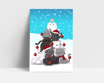 Christmas Postcard - Oh Kitty Tree