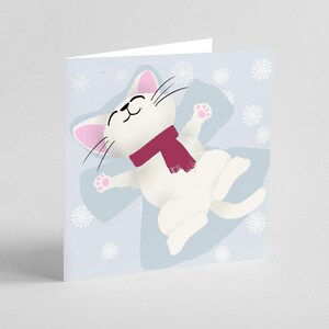 Cartão de felicitações Snow Angel Kitty (cartões de felicitações de feriados, cartões de felicitações para animais de estimação com necessidades especiais, cartões de Natal beneficentes, cartões de felicitações de gatos fofos)