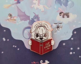 Abby the Maltese Dog Reading Book - Small Enamel Pin | I Love to Read, I Love Books, Book Lover