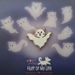 Ghost Kitty, Spooky - Tiny Enamel Pin, Mini Cat Pin, Halloween