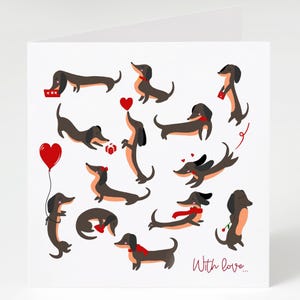 Carte de Saint Valentin - teckels mignons, avec amour - carte de voeux