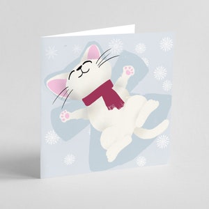 Snow Angel Kitty Greeting Card (Holiday Greeting Cards, Special Needs Pets Greeting Card, Charity Christmas Card, Cute Cat Greeting Card)