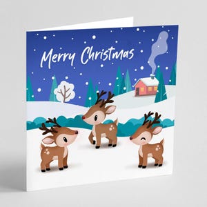 Kerstwenskaart - Xmas Reindeers, Rudolph (kerstkaarten)