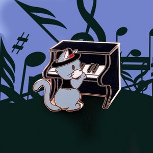 Jazz Kitties Collection - Piano Kitty - Small Enamel Pin (All Fluffed Up Pin & Sticker Club)