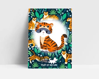 Tiger Kitty A6 Mini Art Print - Kitties in Animal Costumes