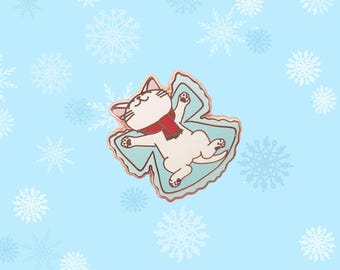 Winter Schnee Engel Kitty - Kleiner Emaille Pin