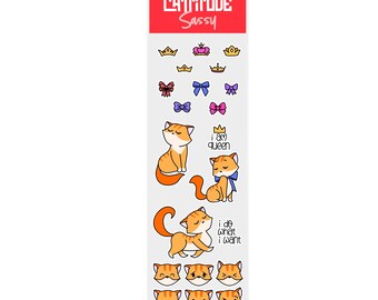 Hoja de pegatinas - Cattitude, Gata Descarada (5 cm x 18 cm)