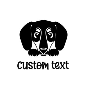 Dackel - personalisierte Vinyl Aufkleber, niedlicher Hund späht, Wurst Hund