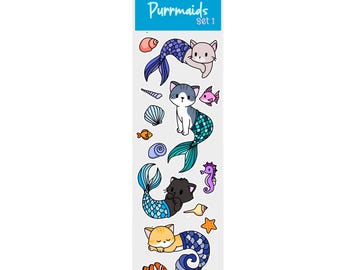 Sticker Sheet - Purrmaids Set 1 (2&quot; x 7&quot;)
