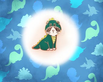 Kitty in Dino Suit/Costume - Small Enamel Pin
