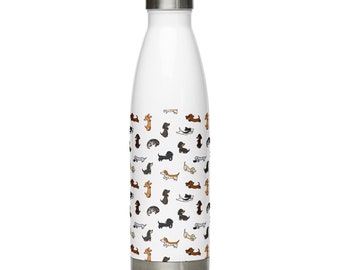 Lindo patrón de perro salchicha Botella de agua