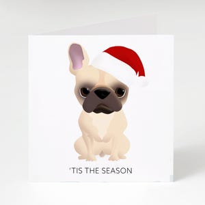 Cartão de felicitações de Natal - Xmas Frenchie (cartões de felicitações de Natal, cartão de Natal de caridade, cartão de cachorro fofo)