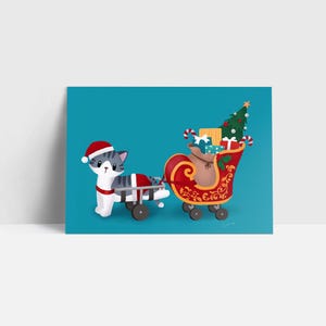 Christmas Postcard - Santa Paws