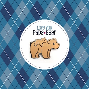 Papá oso y bebé oso - Cabalgando sobre la espalda 1.0" - Pin de esmalte pequeño