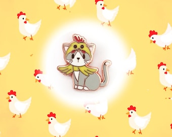 Kitty in Chook/Chicken Suit/Costume - Small Enamel Pin