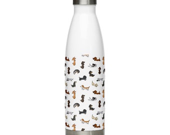 Mini Dachshund Pattern Coloured - Stainless Steel Water Bottle