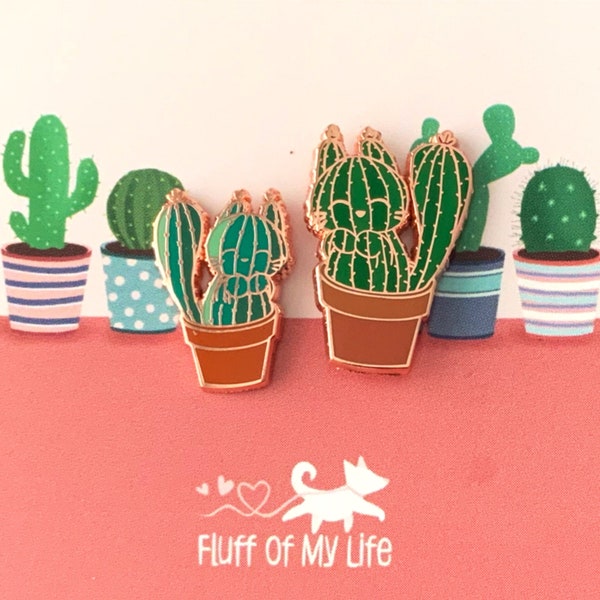 Cactus Cats - Small Enamel Pins, Set of 2, Mother’s Day Gift