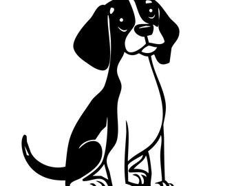 Beagle Dog Sitting Decal