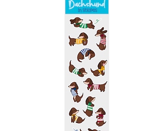 Sticker Sheet - Dachshunds in Stripes (2" x 7")